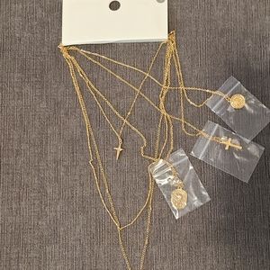 Cross Pendant Layered Necklace.